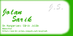 jolan sarik business card